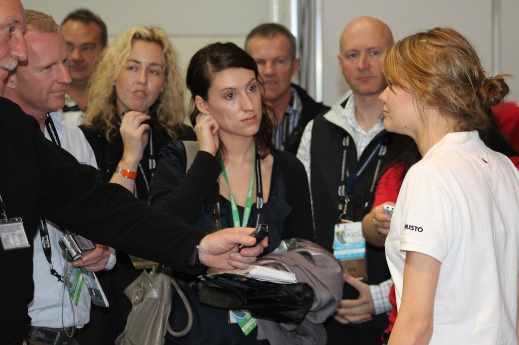 Jessica Watson talks to the media - Sydney International Boat Show 2010 © Sydney International Boat Show . www.sydneyboatshow.com.au